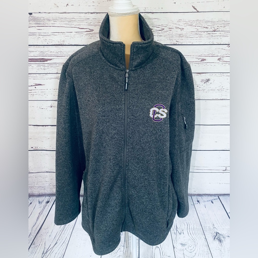 Women’s 3XL Sweater Cardigan Full Zip Gray Heavyweight Pockets Embroidered Logo